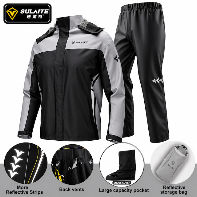 Sulaite 100% Waterproof Original Authentic SILVER Raincoat