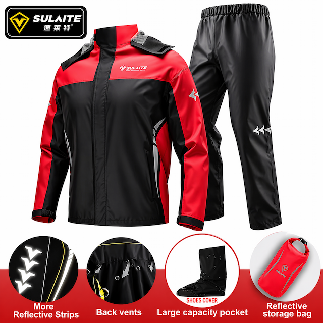 Sulaite 100% Waterproof Original Authentic RED Raincoat