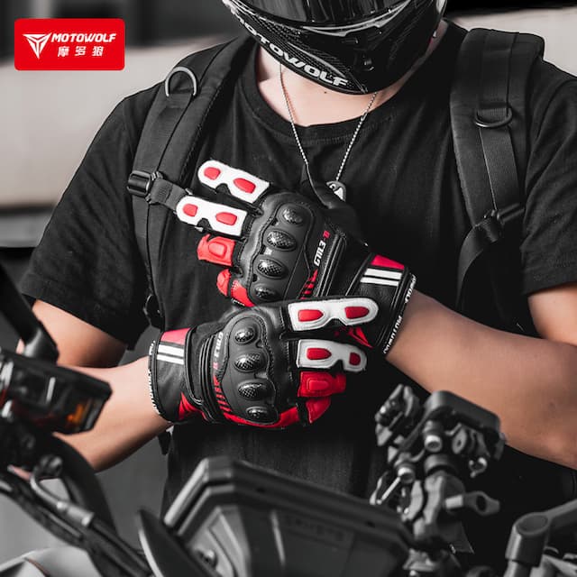 MOTOWOLF GM3-B Leather Riding Gloves – High-Performance Motorcycle Protection for Bikers