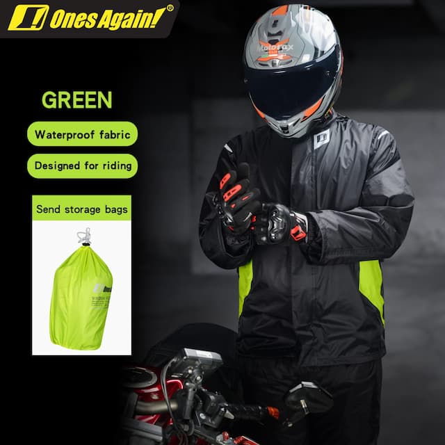 Once Again SJ08 Genuine Raincoat Motorcycle High Water Pressure Breathable Waterproof Durable Raincoat - Neon