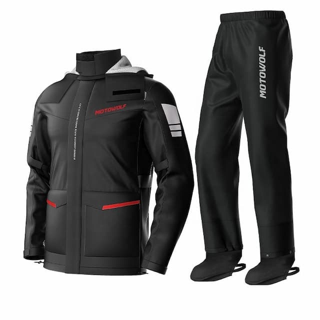 MOTOWOLF RC1 Raincoats Genuine Product 100% Waterproof Black-Red