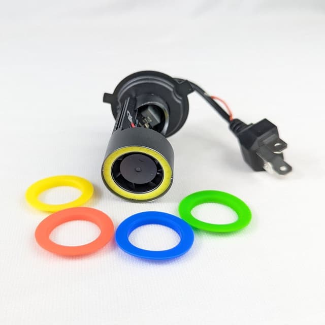 1x colorful Halo rings Motorcycle Headlight H4 LED lamp Bulb Hi-low Beam