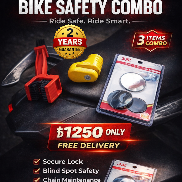 DISC LOCK, Mirror and Chain Brush Combo Offer with 2 years Guarantee