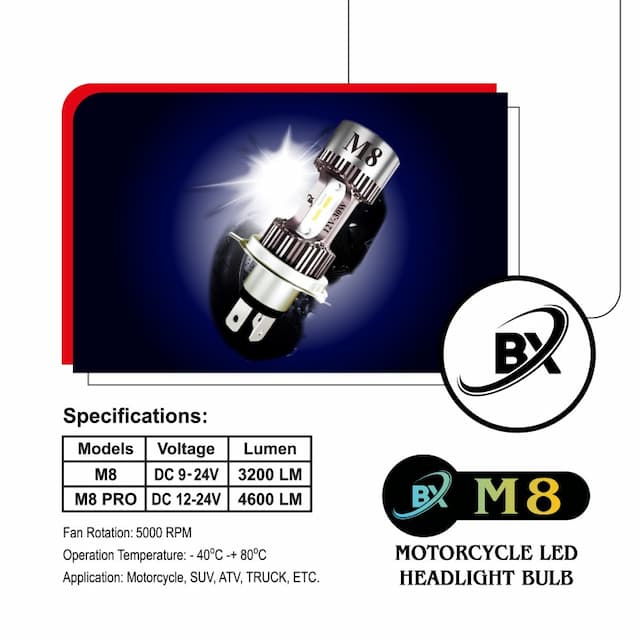 M8 Motorcycle LED Headlight Bulb White Yellow Hi/Lo Beam