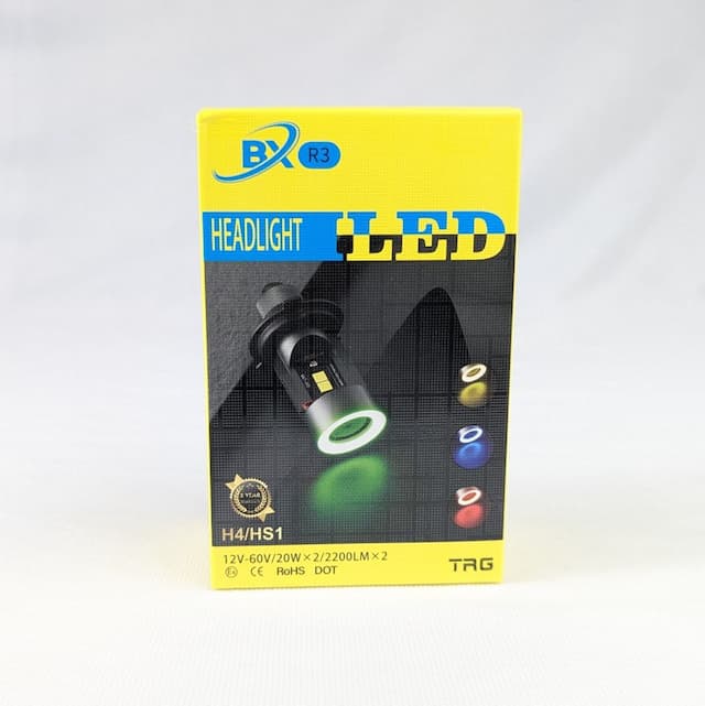 1x colorful Halo rings Motorcycle Headlight H4 LED lamp Bulb Hi-low Beam