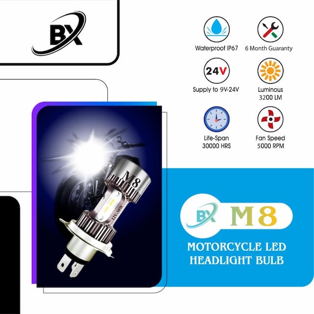 M8 Motorcycle LED Headlight Bulb White Yellow Hi/Lo Beam
