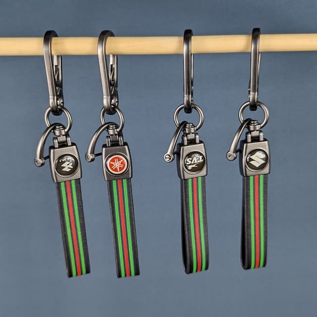 Leather Bike Keychain for Yamaha, Suzuki, TVS and Bajaj