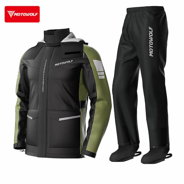MOTOWOLF RC1 Raincoats Genuine Product 100% Waterproof Olive